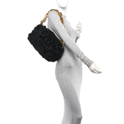Bottega Veneta Shearling Lambskin The Pouch Chain Black 2 of 11