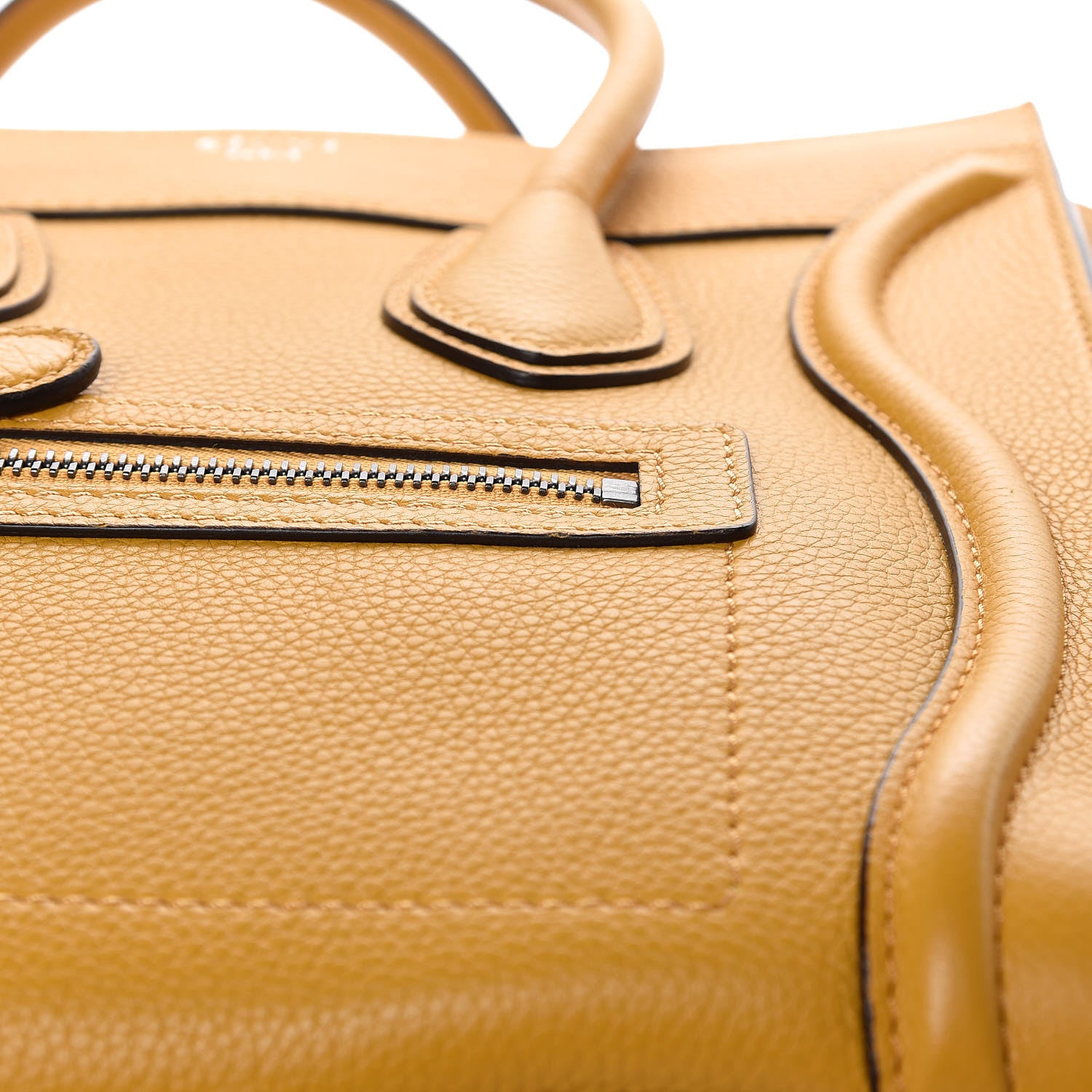 Celine Drummed Calfskin Micro Luggage Ocre 13 of 13
