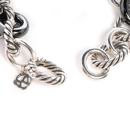 David Yurman Sterling Silver Ceramic 13mm Large Oval Link Bracelet Black 4 of 7