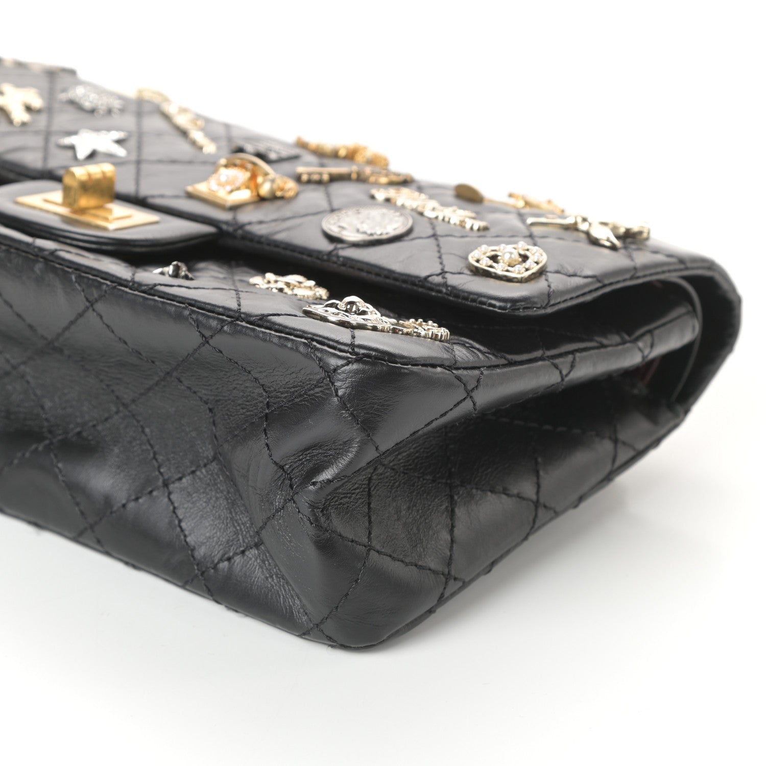 Chanel Aged Calfskin Lucky Charms 2.55 Reissue 225 Flap Black 9 of 9