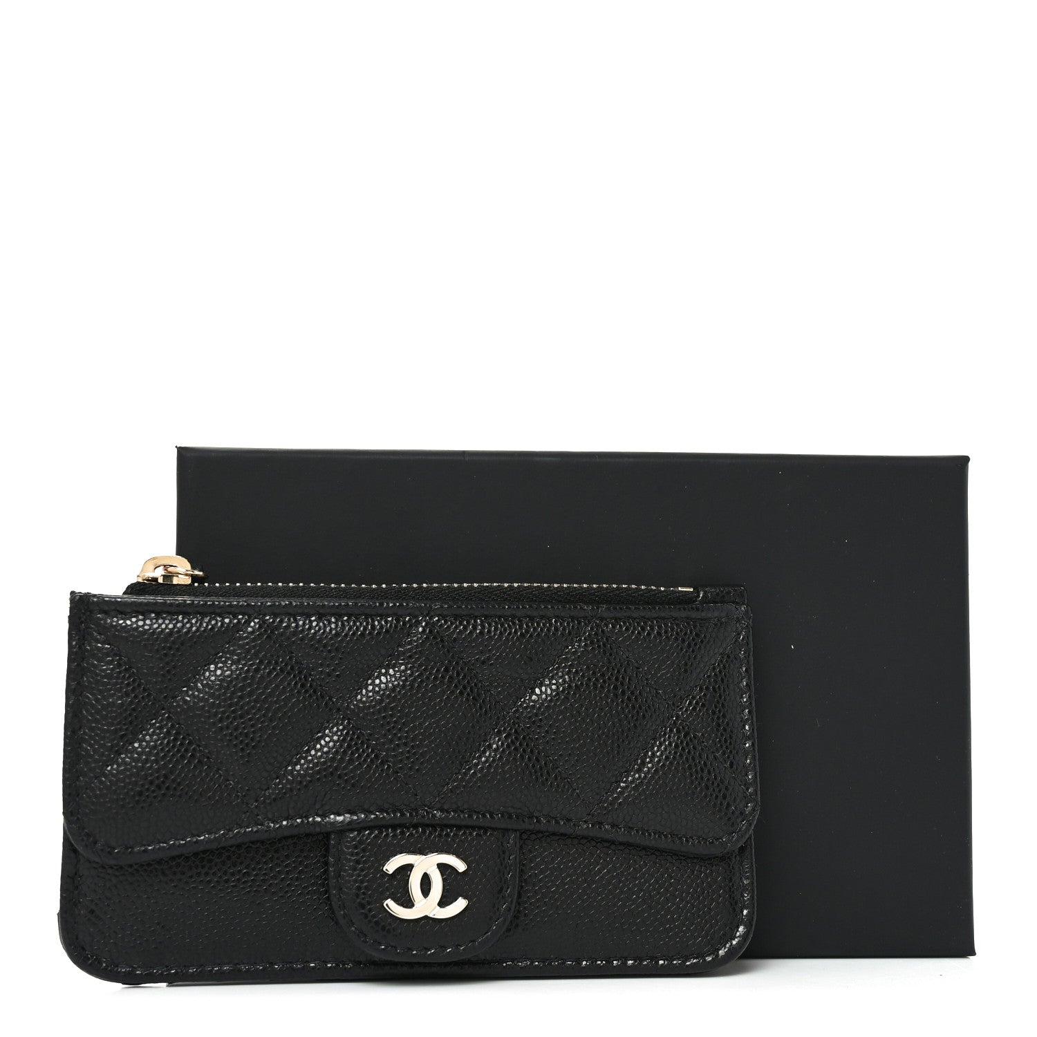 Chanel Caviar Quilted Flap Zip Card Holder Black 8 of 8
