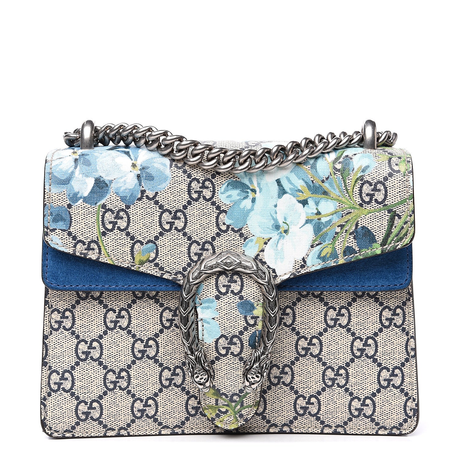 Gucci GG Supreme Monogram Blooms Mini Dionysus Shoulder Bag Beige Navy Vintage Blue 1 of 12