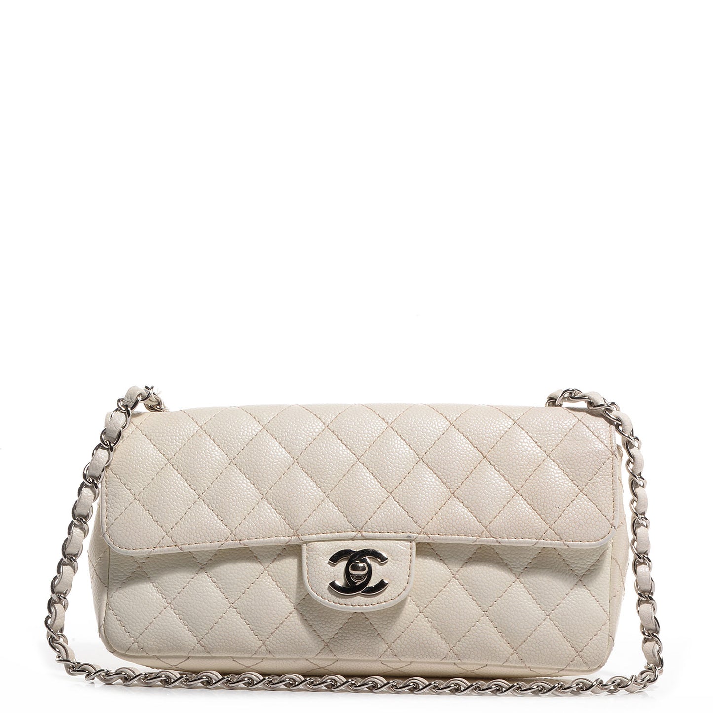 Caviar Quilted East West Flap White