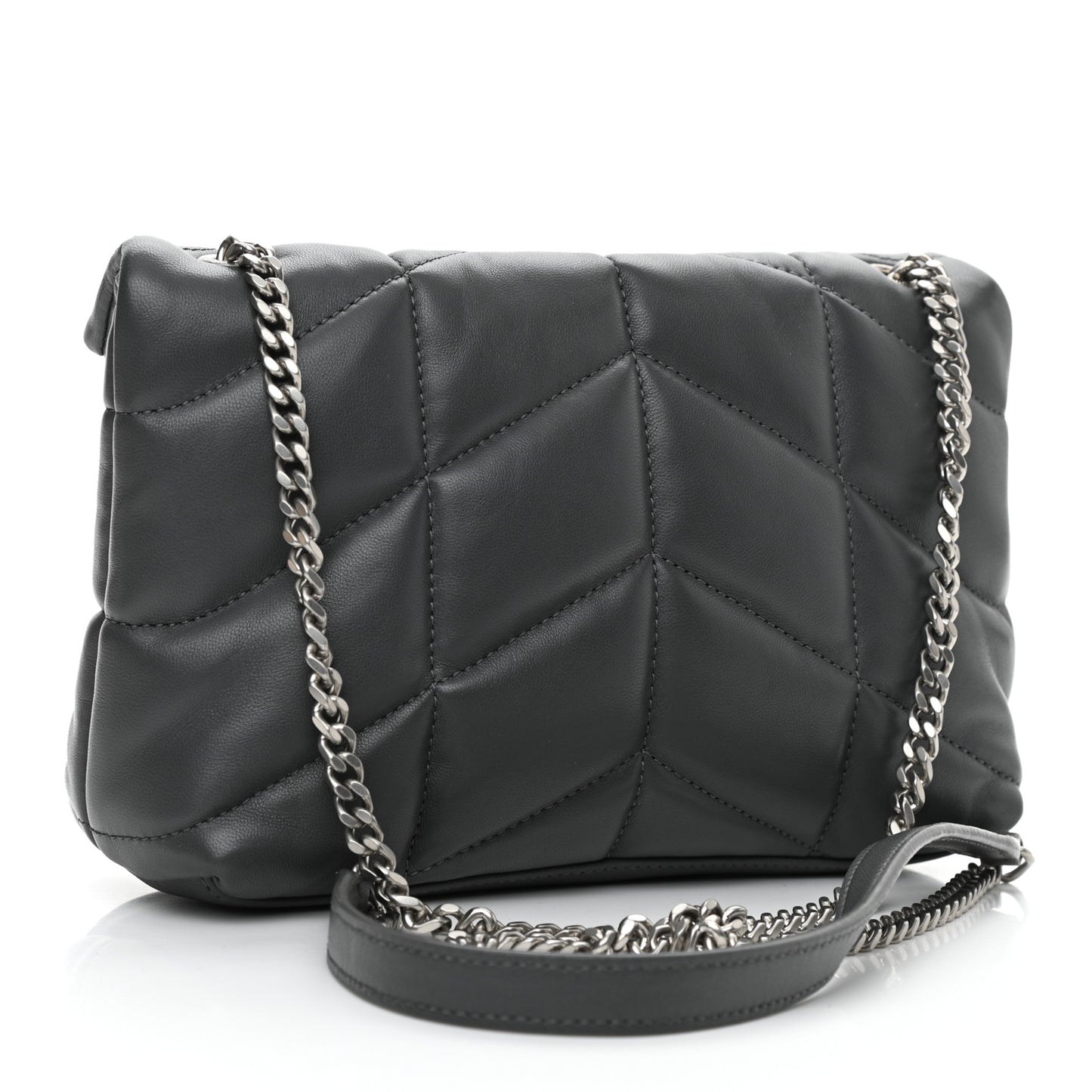 Lambskin Quilted Toy Loulou Puffer Monogram Chain Satchel Storm