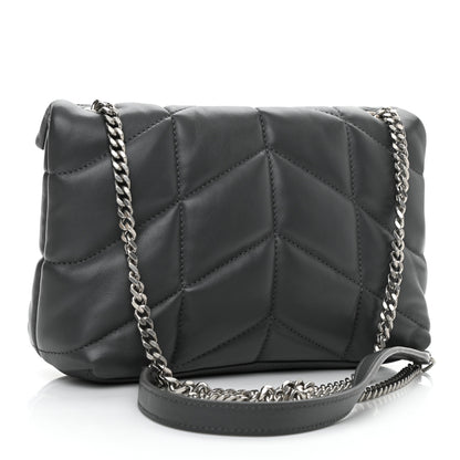 Saint Laurent Lambskin Quilted Toy Loulou Puffer Monogram Chain Satchel Storm 3 of 10