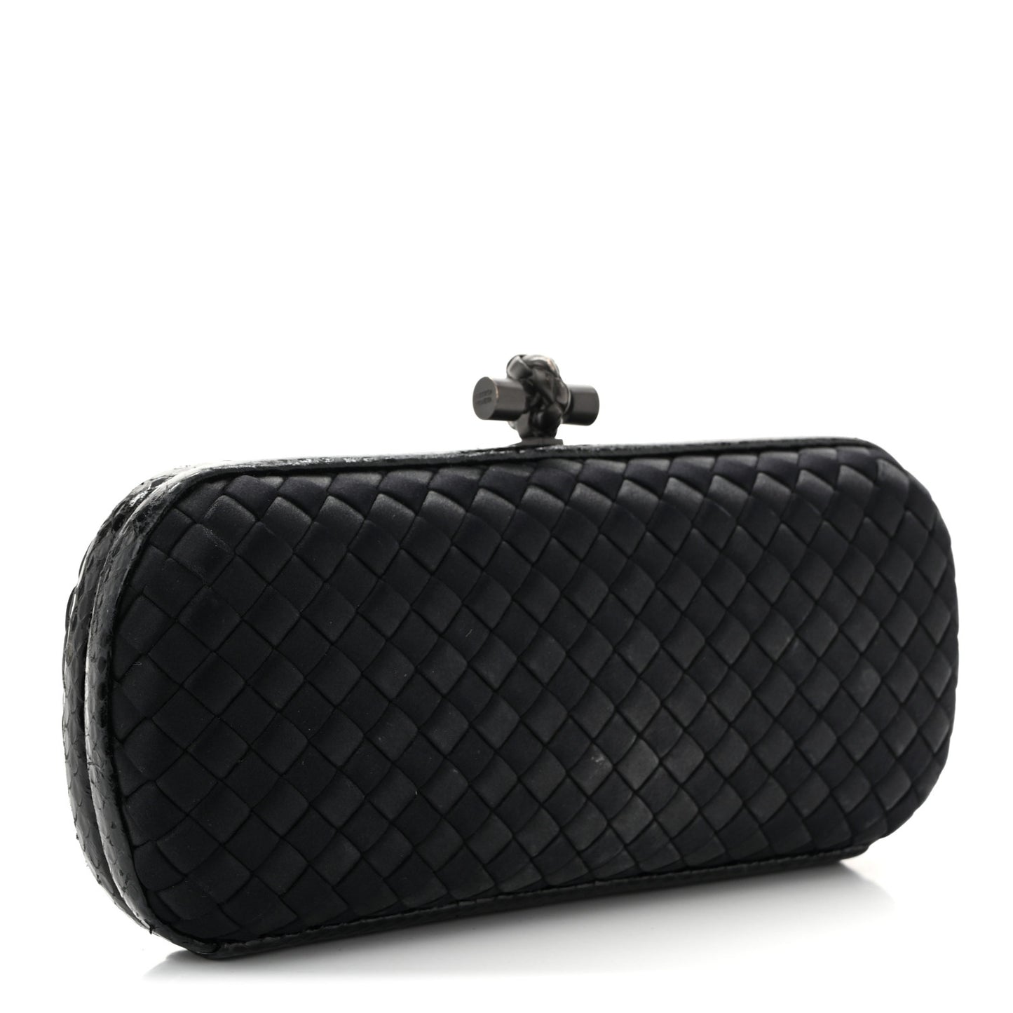 Satin Ayers Intreccio Impero Stretch Knot Clutch Black