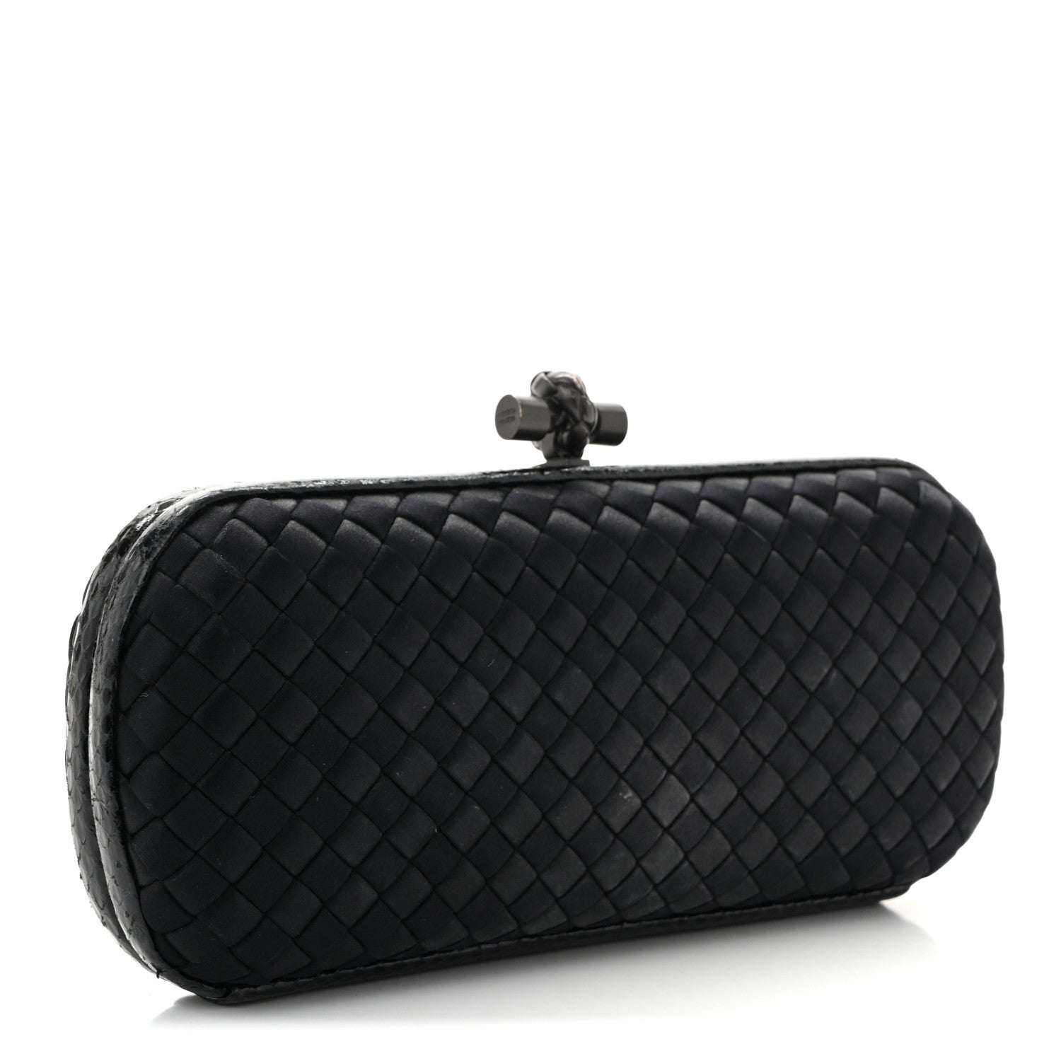 Bottega Veneta Satin Ayers Intreccio Impero Stretch Knot Clutch Black 3 of 10