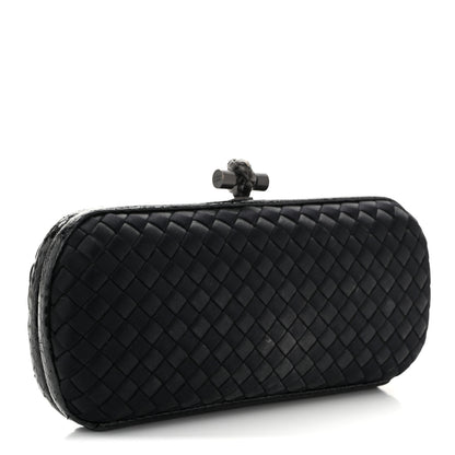 Bottega Veneta Satin Ayers Intreccio Impero Stretch Knot Clutch Black 3 of 10