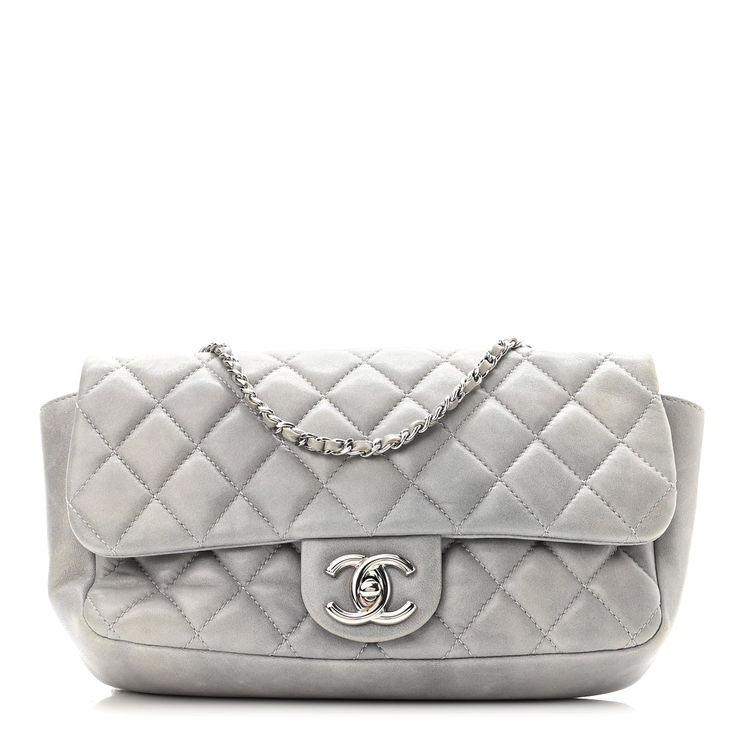 Chanel Rubber Quilted Lambskin Medium Coco Rain Flap Grey 1 of 10