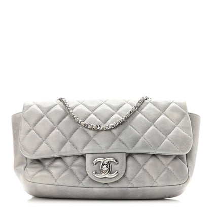 Chanel Rubber Quilted Lambskin Medium Coco Rain Flap Grey 1 of 10