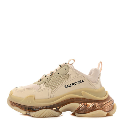 Balenciaga Fabric Mesh Clear Sole Womens Triple S Sneakers 36 Beige 1 of 8