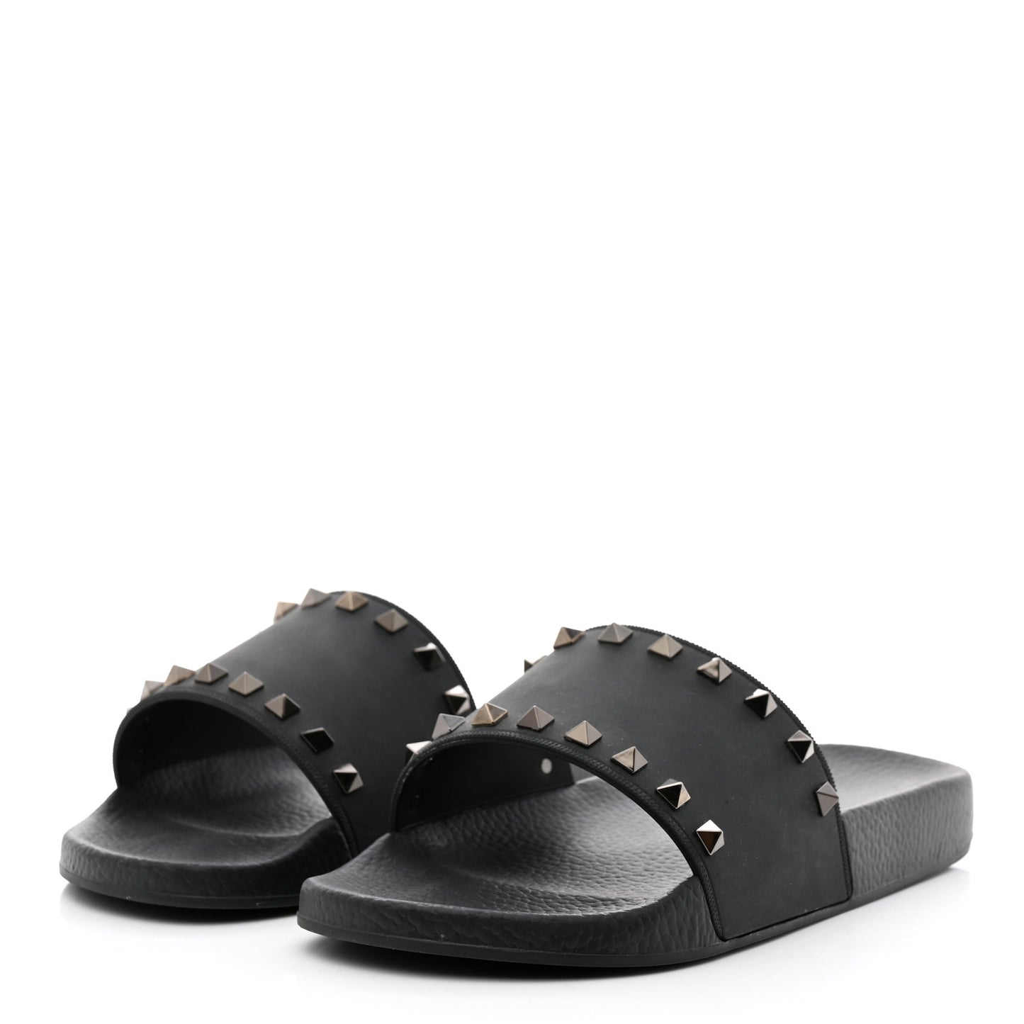 Rubber Rockstud Slide Sandals 41 Black