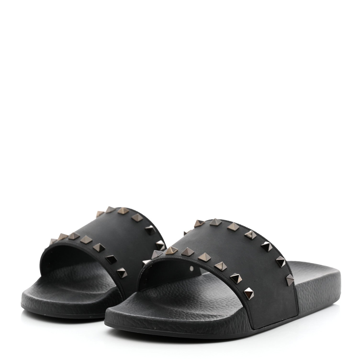 Valentino Garavani Rubber Rockstud Slide Sandals 41 Black 3 of 7