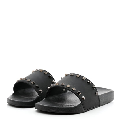 Valentino Garavani Rubber Rockstud Slide Sandals 41 Black 3 of 7