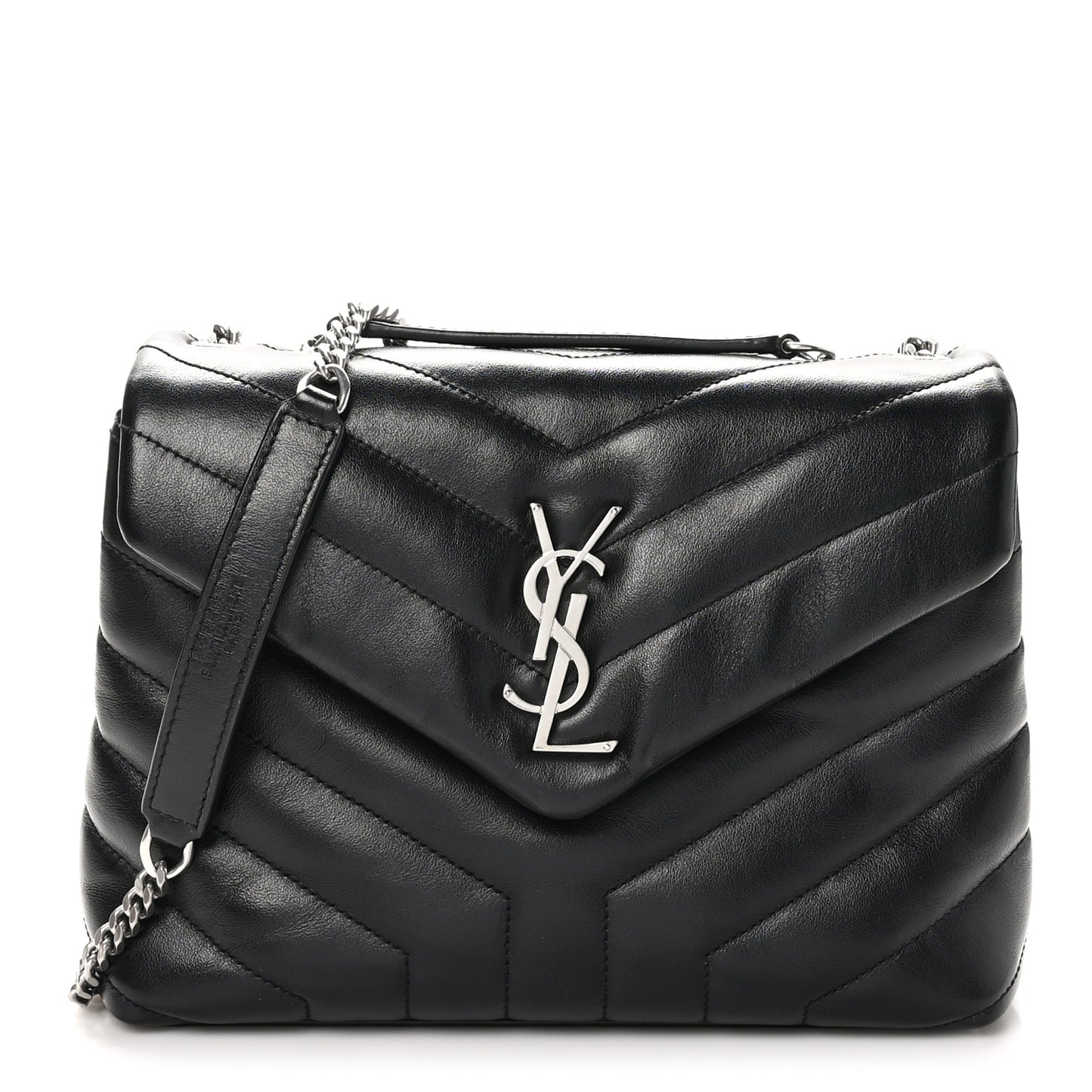 Calfskin Y Quilted Monogram Small Loulou Chain Satchel Black