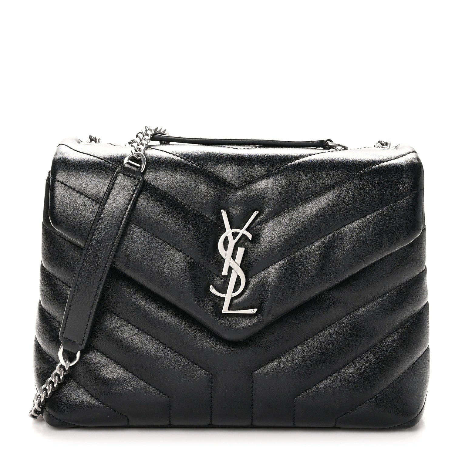 Saint Laurent Calfskin Y Quilted Monogram Small Loulou Chain Satchel Black 1 of 10