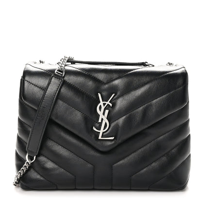 Saint Laurent Calfskin Y Quilted Monogram Small Loulou Chain Satchel Black 1 of 10