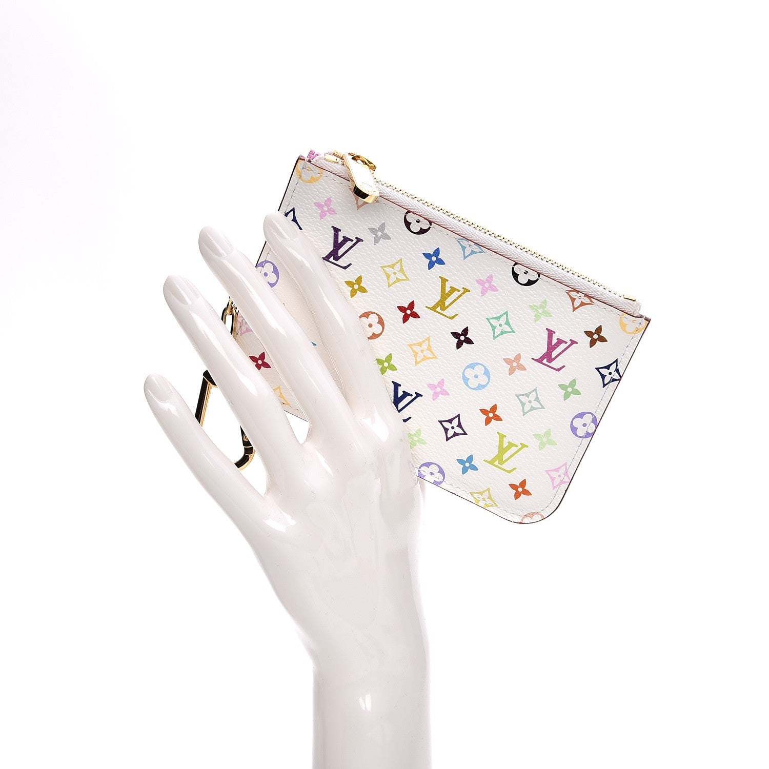 Louis Vuitton Monogram Multicolor Key Pouch White Litchi 2 of 8