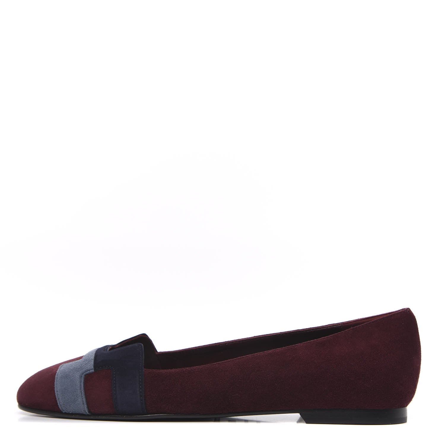 Hermes Suede Goatskin Nice Ballerina Flats 36.5 Bordeaux Navy Slate 1 of 7