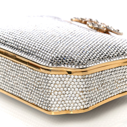 Judith Leiber Swarovski Crystal Butterfly Minaudiere Clutch Silver Gold 11 of 12