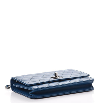 Chanel Lambskin Quilted Trendy CC Wallet On Chain WOC Blue 4 of 10