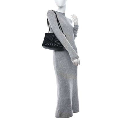 Saint Laurent Calfskin Y Quilted Monogram Monochrome Small Loulou Chain Satchel Black 2 of 13