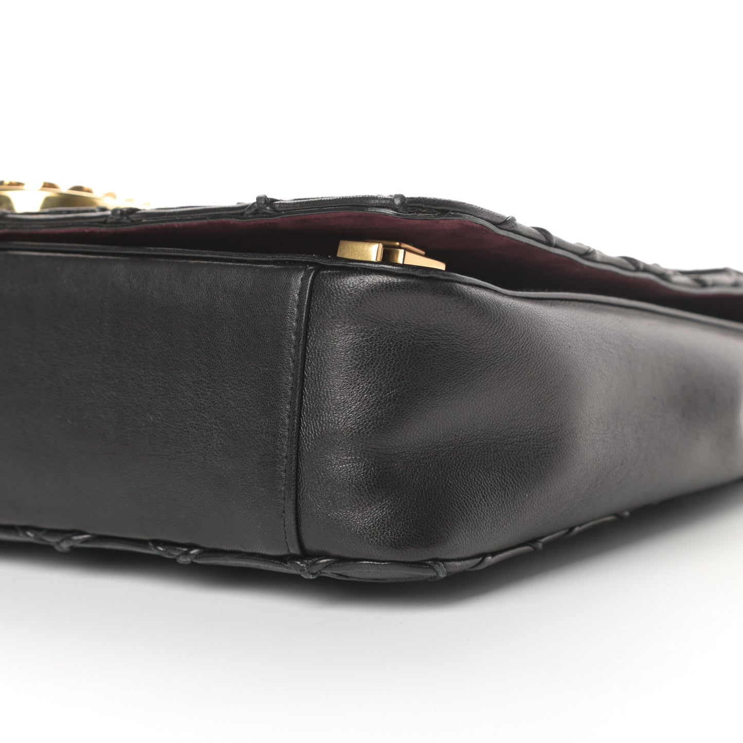 Natural Grain Calfskin Quilted Double J Quilted Bag Black