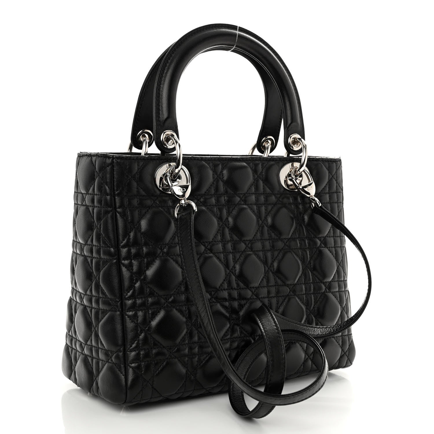 Christian Dior Lambskin Cannage Medium Lady Dior Black 3 of 9