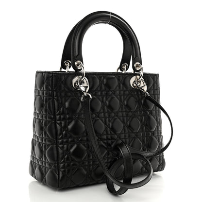 Christian Dior Lambskin Cannage Medium Lady Dior Black 3 of 9