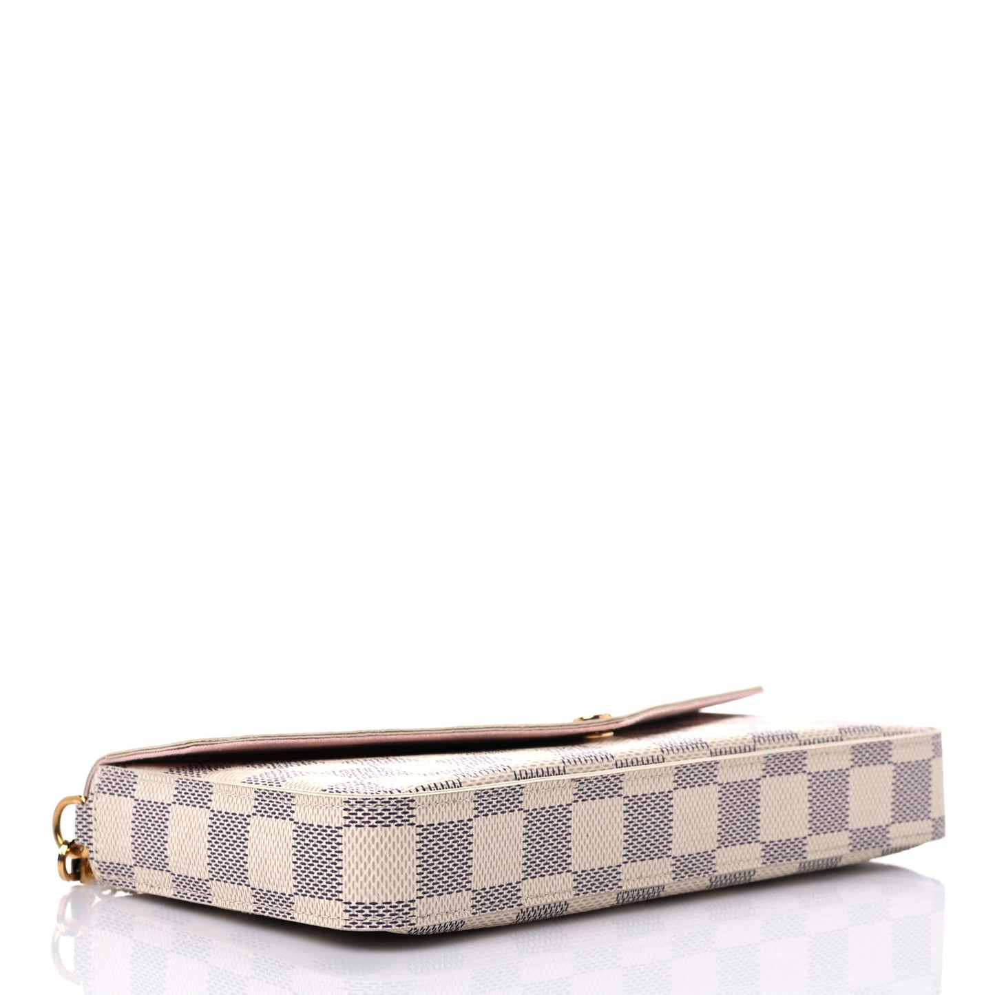 Damier Azur Pochette Felicie Chain Wallet Rose Ballerine