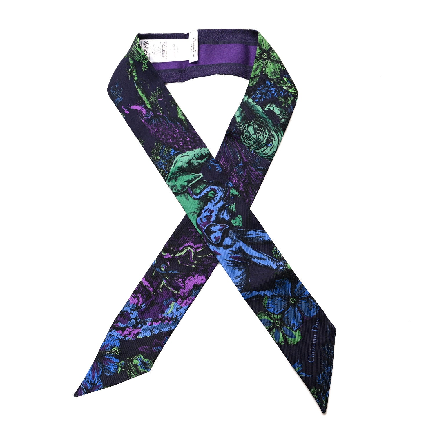 Christian Dior Silk Toile De Jouy Voyage Mitzah Scarf Blue Multicolor 1 of 3