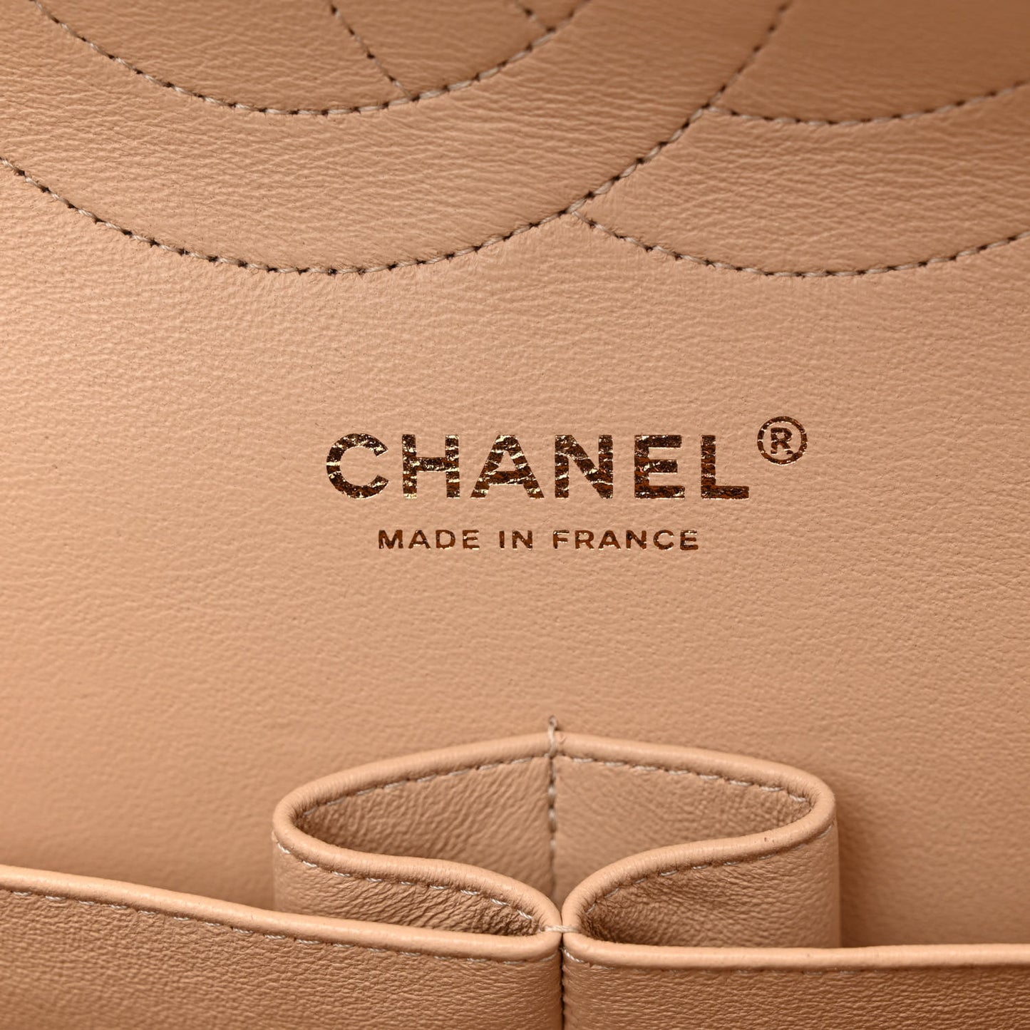 Caviar Quilted Jumbo Double Flap Beige