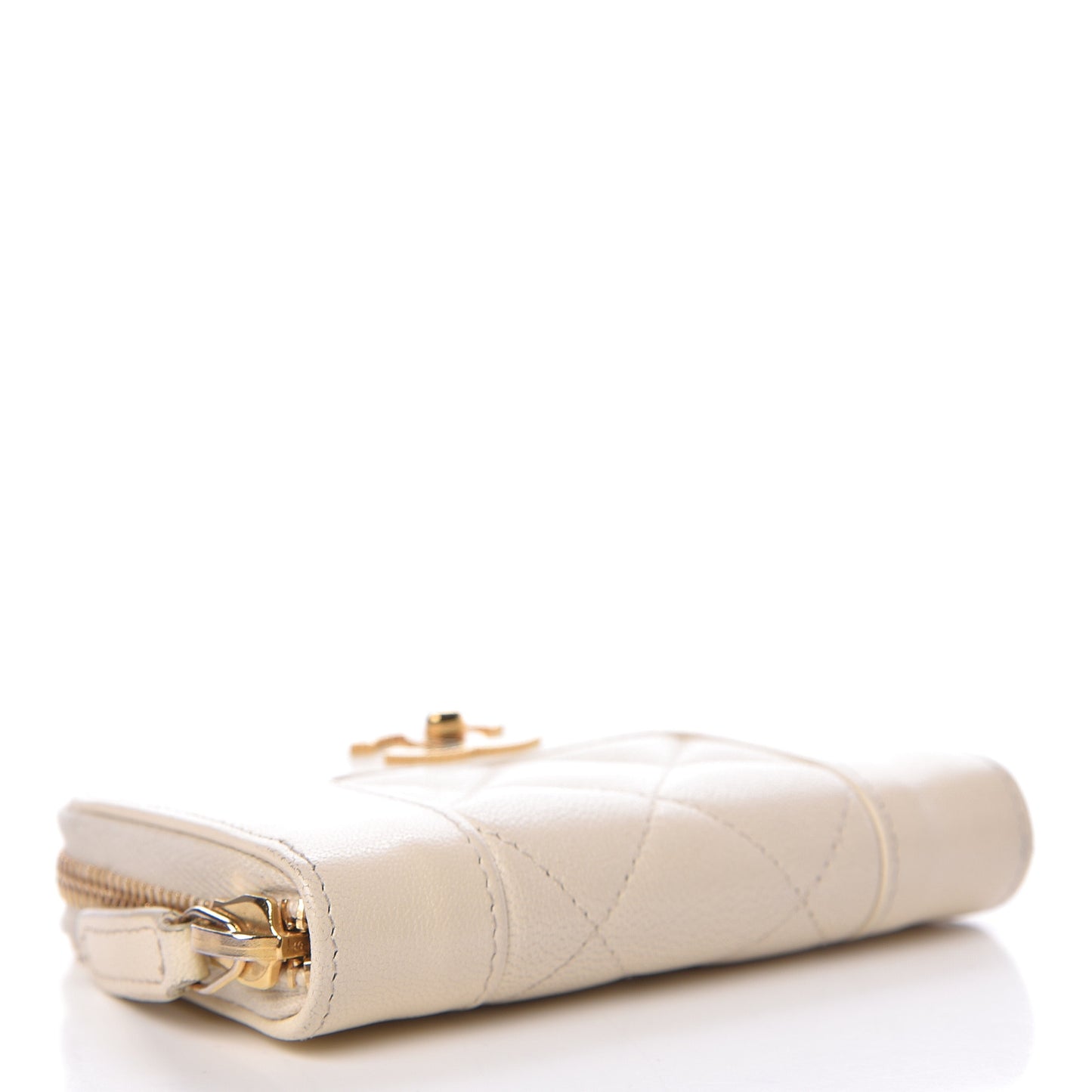Sheepskin Quilted Mademoiselle Vintage Zip Coin Purse White