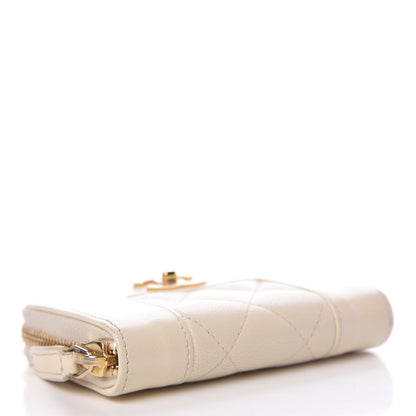 Chanel Sheepskin Quilted Mademoiselle Vintage Zip Coin Purse White 4 of 12