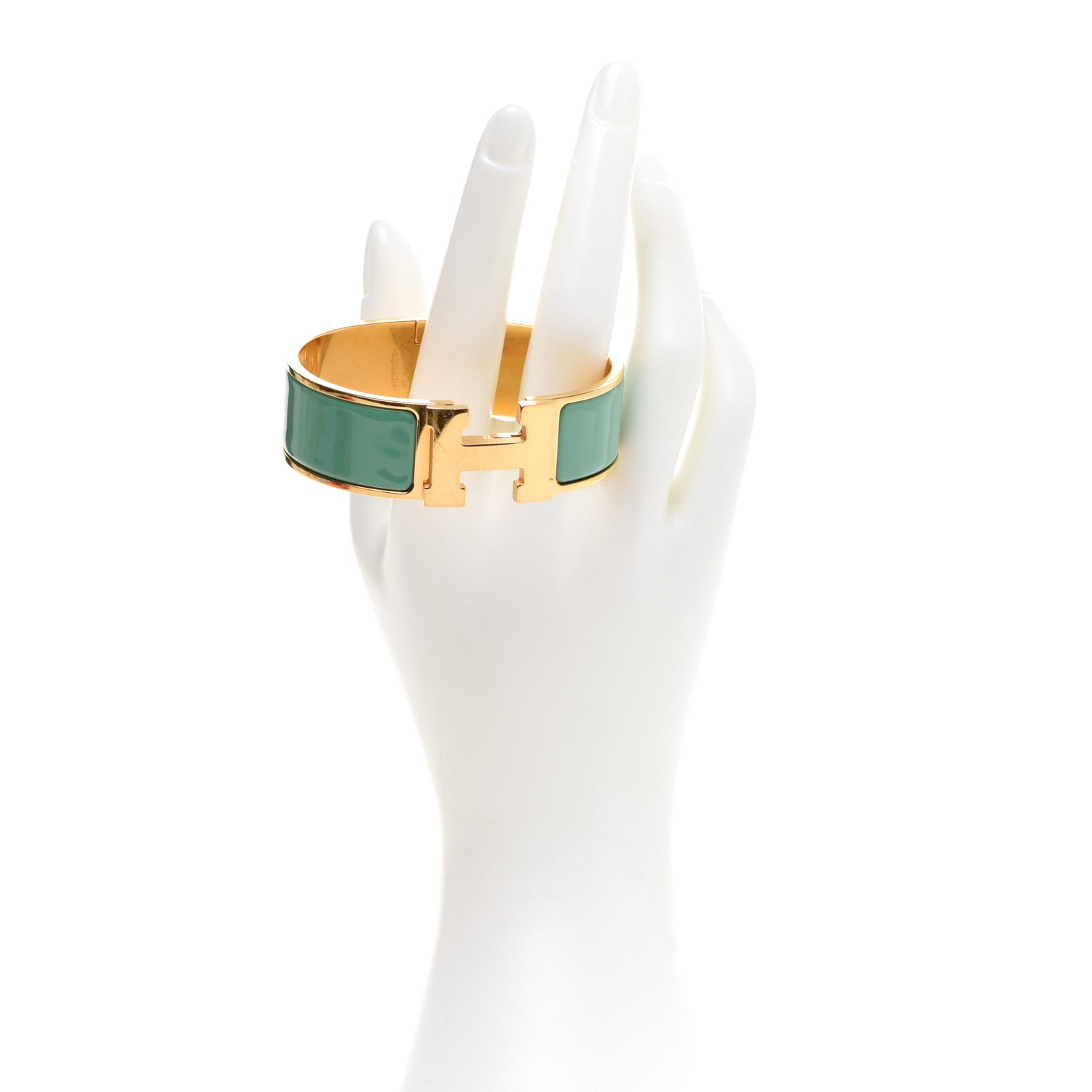 Hermes Enamel Wide Clic Clac H Bracelet GM Vert Aqua 2 of 6