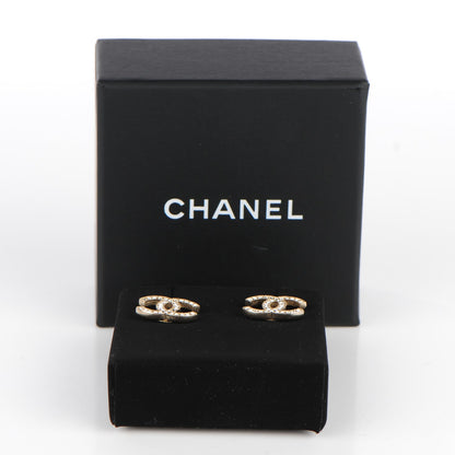 Chanel Crystal CC Earrings Gold 5 of 5