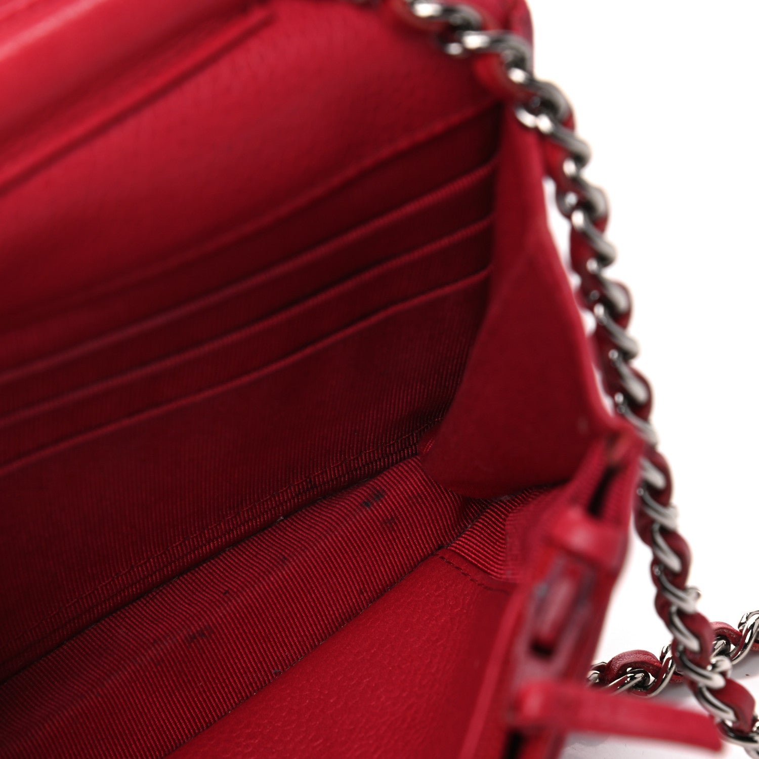Chanel Caviar Quilted Wallet on Chain WOC Red 7 of 16