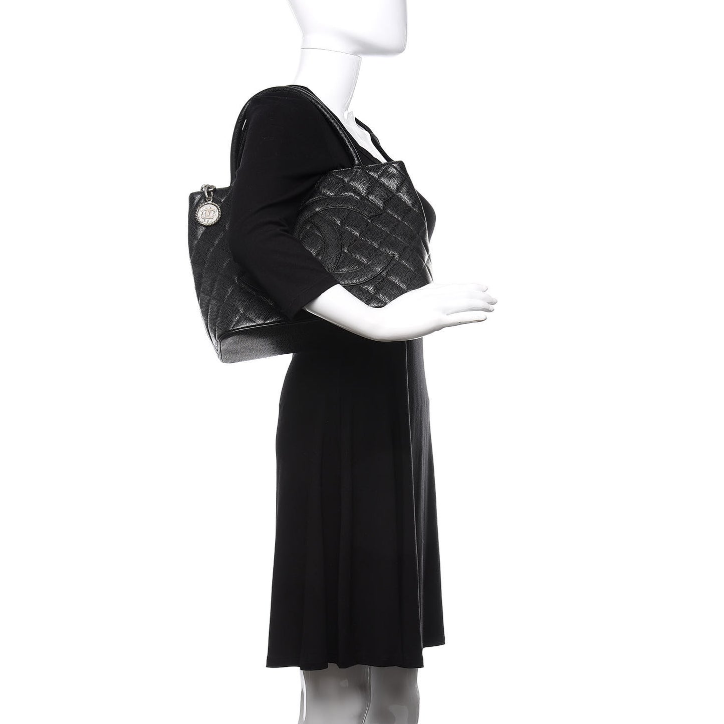 Caviar Quilted Medallion Tote Black