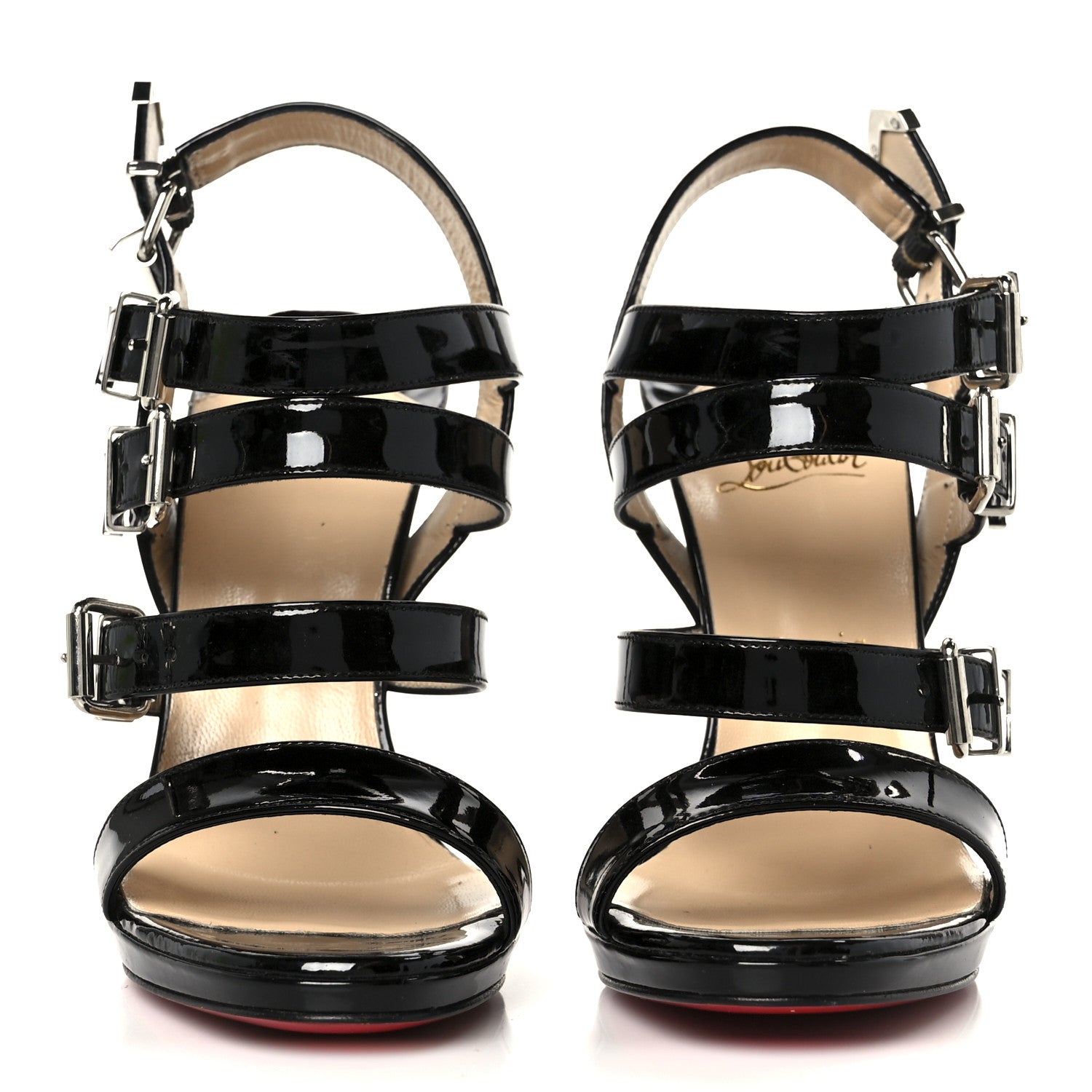 Christian Louboutin Patent Funky 120 Cage Sandals 37.5 Black 3 of 9