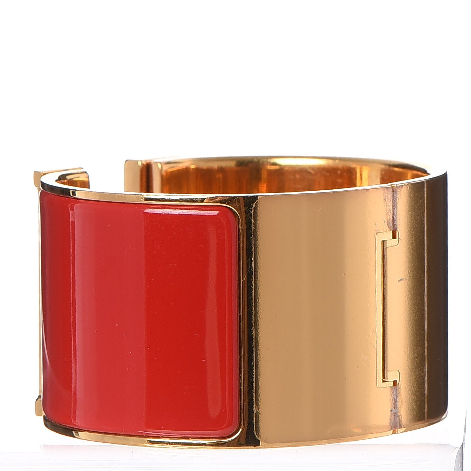 Hermes Enamel Clic Clac H Extra Wide Bracelet PM Red 3 of 4