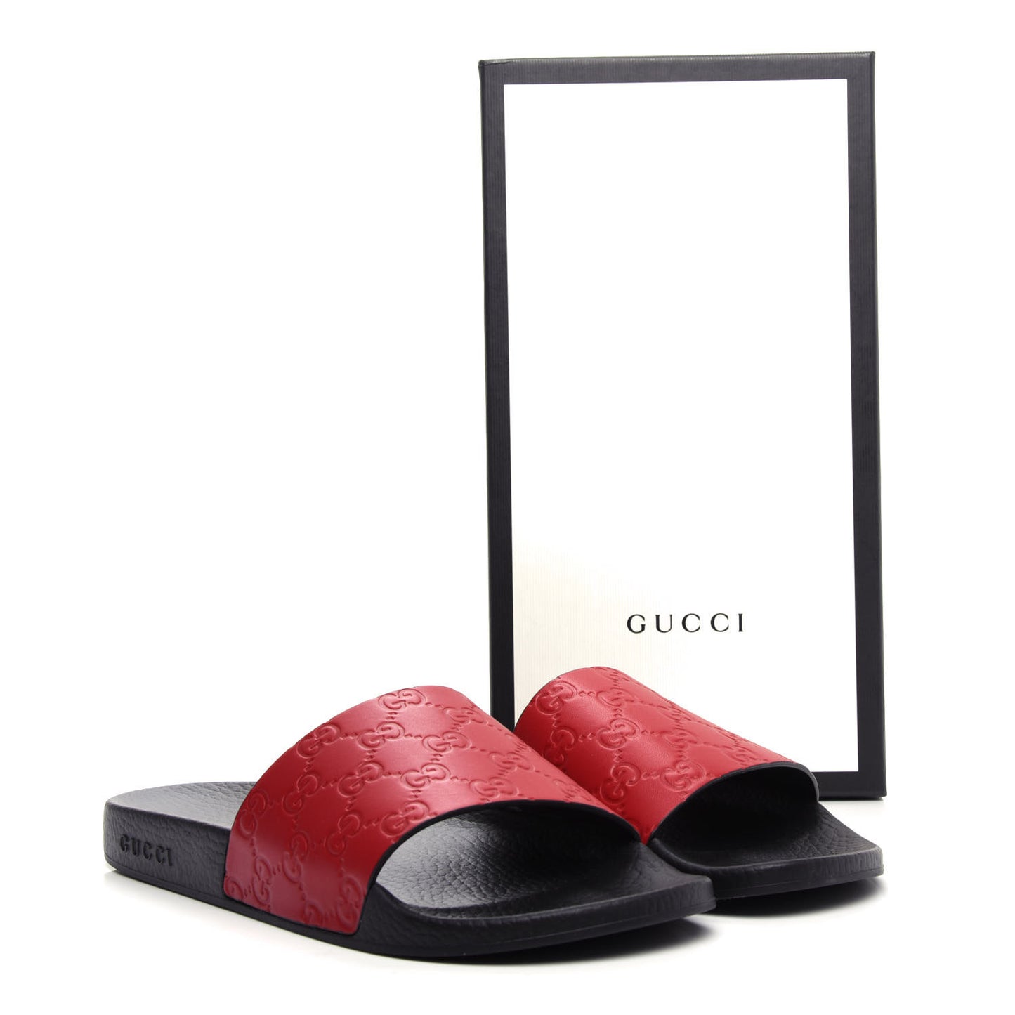 Guccissima Signature Womens Slide Sandals 41 Hibiscus Red