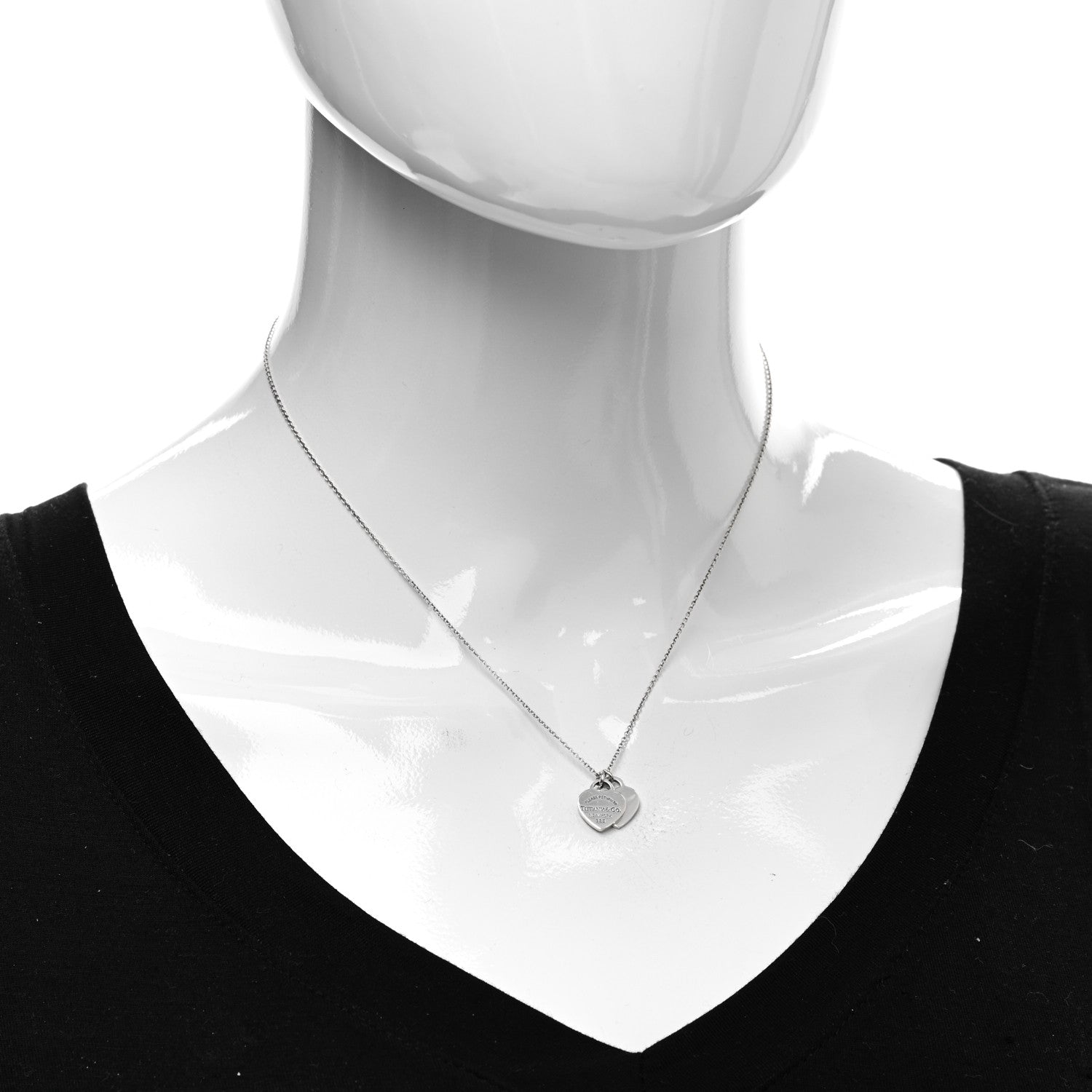 Tiffany Sterling Silver Mini Return to Tiffany Double Heart Tag Pendant Necklace 2 of 4