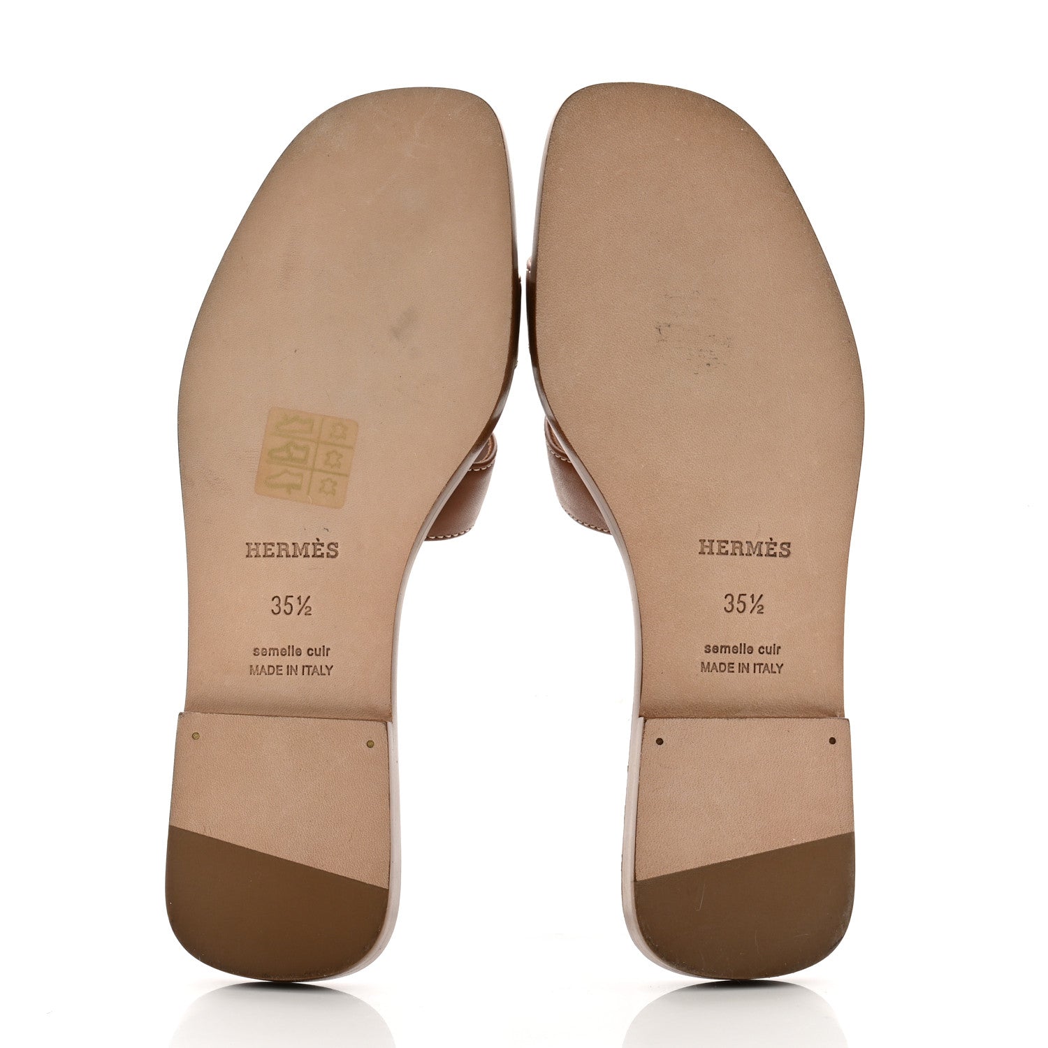 Hermes Box Calfskin Oran Sandals 35.5 Gold 5 of 9