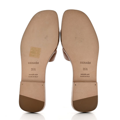 Hermes Box Calfskin Oran Sandals 35.5 Gold 5 of 9