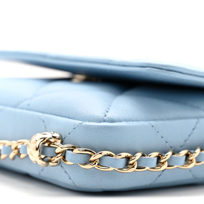 Chanel Lambskin Quilted Chain Around Coin Purse With Chain Light Blue 11 of 12
