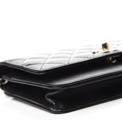 Chanel Patent Lambskin Quilted Wallet On Chain WOC Black 6 of 14