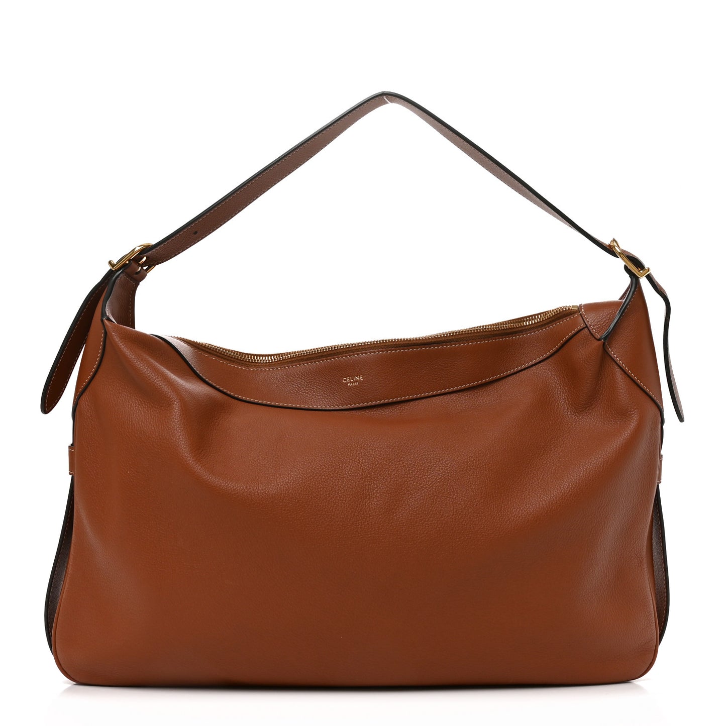Supple Calfskin Large Romy Shoulder Bag Tan