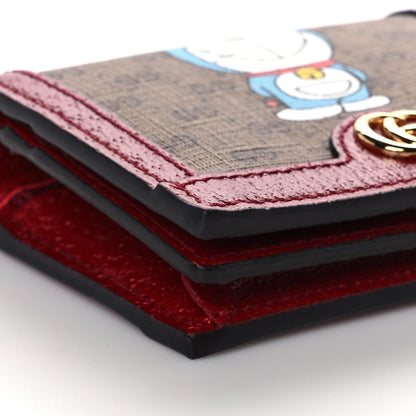 Gucci X DORAEMON Mini Vintage GG Supreme Monogram Card Case Wallet Beige Cherry Red 7 of 10