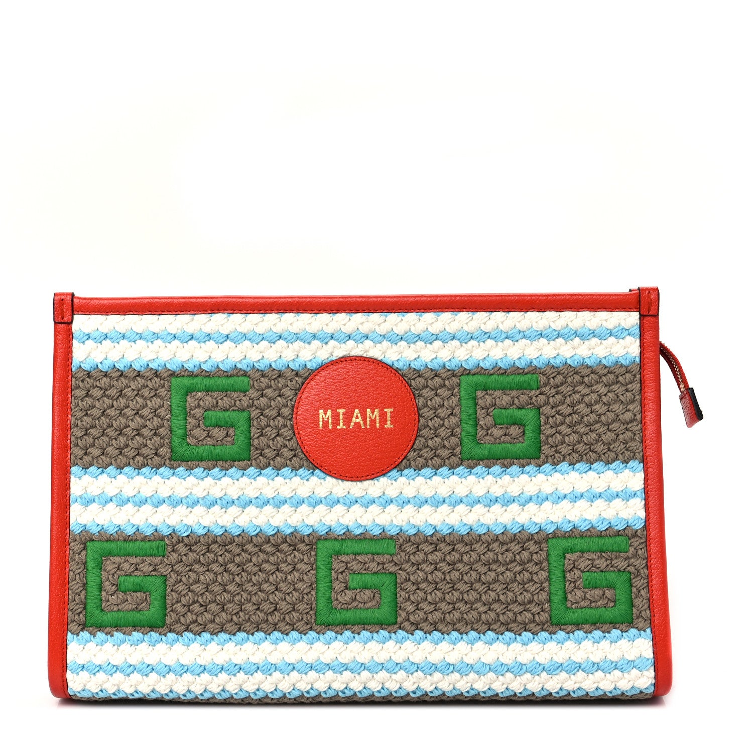 Gucci Fabric Embroidered Miami Striped Case Orange Multicolor 1 of 8