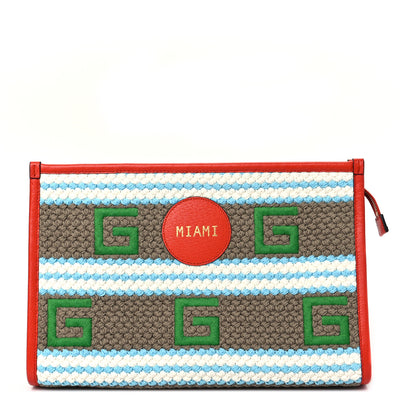 Gucci Fabric Embroidered Miami Striped Case Orange Multicolor 1 of 8